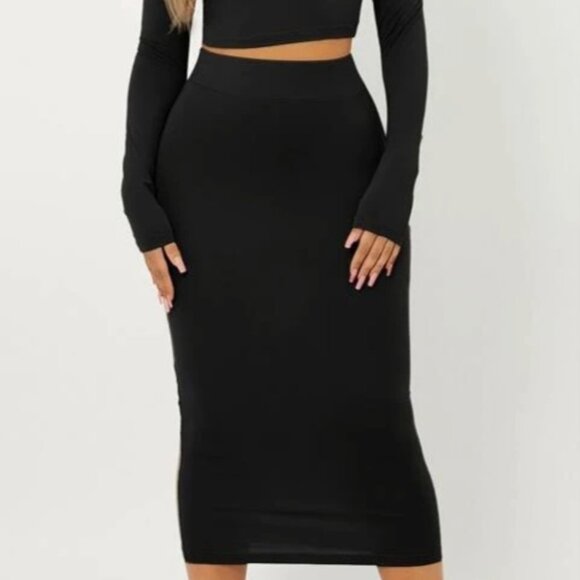 Pink Gems 2-Piece Skirt Set | Lace-Up Top & Pencil Skirt | Black | NWT - Picture 8 of 11